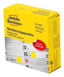Avery Etikett AVERY 3856 öntapadó jelölőpont adagoló dobozban sárga 19mm 250 jelölőpont/doboz (3856) - irodaszer