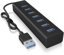 RaidSonic ICY BOX IB-HUB1700-U3 USB Hub 3.2 Gen 1 Type-A 5000 Mbit/s Fekete (IB-HUB1700-U3)