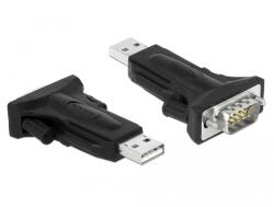 Delock 66286 soros kábel Fekete 0, 8 M USB A típus DB-9 (66286)