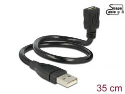Delock 0.35m, USB2.0-A/USB2.0 Micro-B USB kábel 0, 35 M USB A Micro-USB B Fekete (83921)