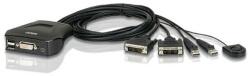 ATEN CS22D 2-Port USB DVI 0.9m Kábeles KVM Switch (CS22D-A7)