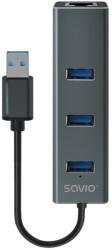 SAVIO AK-57 USB-A - 3 x USB-A HUB with RJ-45 Gigabit Ethernet adapter 5000 Mbit/s grey USB 3.2 Gen 1 (3.1 Gen 1) Micro-B 5000 Mbit/s (SAVIO AK-58)