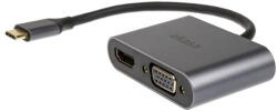 Akasa USB Typ C 2-In-1 Display-Adapter - silber - Digital/Daten - Digital/Display/Video csatlakozókártya/illesztő HDMI, VGA (AK-CBCA23-18BK)