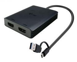 i-tec i-tec CADUAL4KHDMI video átalakító kábel 0, 27 M USB Type-A/USB Type-C 2 x HDMI Fekete (CADUAL4KHDMI)