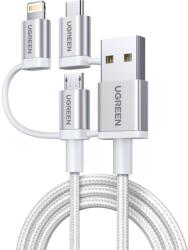 UGREEN 50203 USB kábel USB 2.0 1, 5 M USB A USB C/micro-USB B/Lightning Fehér (50203)