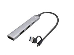 i-tec i-tec CAHUBMETALMINI4 hálózati csatlakozó USB 3.2 Gen 1 (3.1 Gen 1) Type-A + Type-C 5000 Mbit/s Ezüst (CAHUBMETALMINI4)