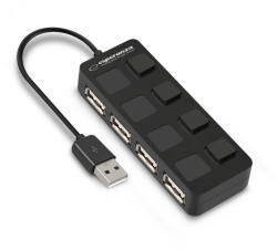 Esperanza EA161, Fekete, 4 portos USB 2.0 HUB (EA161)