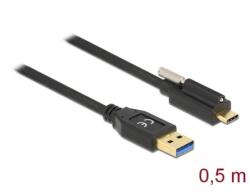 Delock 84025 USB kábel USB 3.2 Gen 2 (3.1 Gen 2) 0, 5 M USB 3.2 Gen 2 type-A USB C Fekete (84025)