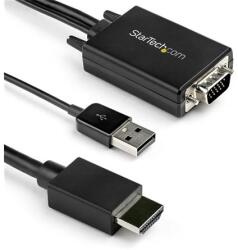 StarTech StarTech. com VGA2HDMM2M video átalakító kábel 2 M USB Type-A + VGA (D-Sub) HDMI A-típus (Standard) Fekete (VGA2HDMM2M)