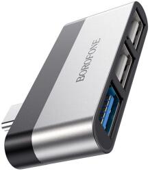 BOROFONE DH1 USB-C, 1 x USB 3.0, 2 x USB 2.0 Ezüst-Fekete USB Hub (DH1)