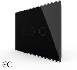 LIVOLO Intrerupator triplu cu touch Livolo din sticla, standard Italian, protocol ZigBee EC - Serie noua - culoare negru