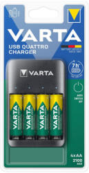 VARTA VALUE USB QUATTRO töltő + 4db AA 2100 mAh akkumulátor - 57652 (57652101451)