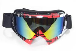 Motoroy WB P-27 Cross Szemüveg Színes Plexivel (Fekete - Piros - Fehér)