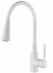 INVENA HULA PLUS konyhai csaptelep, flexibilis kifolyócsővel, 2 funkciós zuhanyfej, fehér BZ-85-P02-L (BZ-85-P02-L)