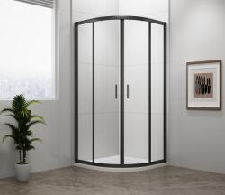 POLYSAN Sapho POLYSAN EASY LINE BLACK 80x80 cm íves zuhanykabin transzparent üveggel, matt fekete EL2515B (EL2515B)