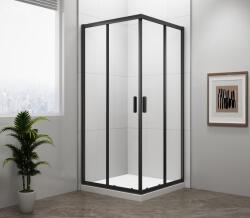 POLYSAN Sapho POLYSAN EASY LINE BLACK 80x80 cm szögletes zuhanykabin transzparent üveggel, matt fekete EL5215B (EL5215B)
