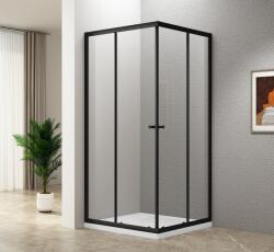 SAPHO Sapho AQUALINE AGGA BLACK 80x80 cm zuhanykabin transzparent üveggel, matt fekete BLF808 (BLF808)