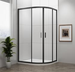 POLYSAN Sapho POLYSAN EASY LINE BLACK 100x80 cm íves zuhanykabin transzparent üveggel, matt fekete EL2915B (EL2915B)