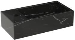 RIHO Livit Tiny Fountain 41x20, 5 cm-es márvány mintás kézmosó, balos csaplyukkal, matt fekete W031008M01 (W031008M01)