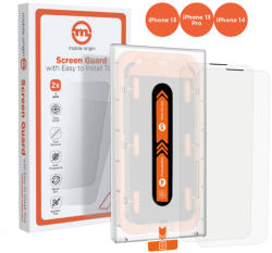 Mobile Origin - Kijelzővédő üveg (2 darab) - applikátorral - iPhone 14 / 13 / 13 Pro (SGA-I14-2PK)