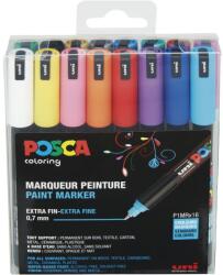 uni Uni Posca Marker Uni Filctoll készlet - Vegyes színek (16db / csomag) (181716)
