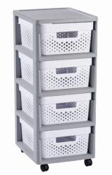 Keter Infinity Dots 4x11L fiókos polc, fehér-szürke (231556) - epenta