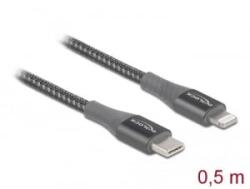 Delock 86630 USB-C - Lightning adat- és töltőkábel 0, 5m szürke