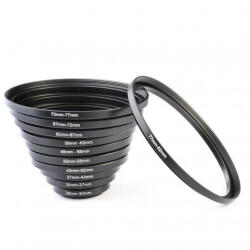 K&F Concept 11 az 1-ben menetátalakítő gyűrű szett (Step-Up) 26-82mm (KF-0800)