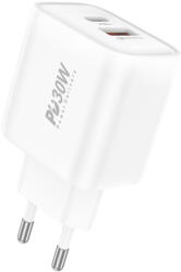 FONENG fali töltő EU52 - USB + Type-C - QC 3.0 PD 30W fehér