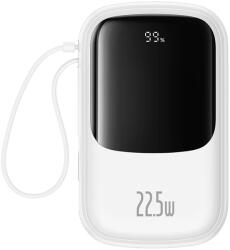 Baseus Qpow Pro+ 20000mAh 22.5W powerbank beépített USB-C kábellel és kijelzővel - fehér