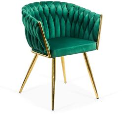 Scaun modern din catifea si cadrul auriu BUC 261 verde