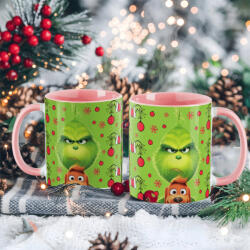 Deconline Customs Grincs mintás karácsonyi bögre 3D pufi hatású "Grinch x Max" rózsaszín (DO129151-PINK-MUG)