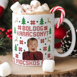 Deconline Customs Karácsonyi bögre "Reszkessetek betörők csúnya pulcsi mintás" 330 ml kerámia Full HD (DO129216-CERAMIC-MUG)