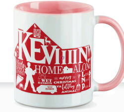 Deconline Customs Karácsonyi bögre "Reszkessetek betörők - Keviiin" 330 ml kerámia Rózsaszín Full HD (DO129217-PINK-MUG)