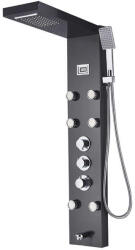  Zuhanylap, Blackswan, M1258 típusú fekete modell LED-del, digitális kijelzővel, csapteleppel és SPA funkciókkal, méret 121 cm