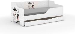  LILU gyerekágy laminált fronttal és oldallal 160x80cm matraccal és ágyneműtartóval - biciklis lány cicával