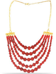  Vörös Szivacs Korall Nyaklánc - Aranyozott Ezüst - Y50461