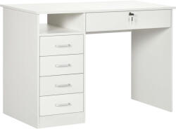 HomCom Íróasztal 5 fiókkal, 110x50x76cm, fehér