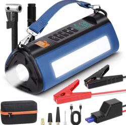 Androtek Autó indító benzin/dízelmotorhoz, 12V, 10000mAh, hordozható légkompresszor, intelligens feszültségérzékelő chip, rézkapcsok, vezeték nélküli, hordtáska mellékelve (Redresor-ANDROTEK-1)