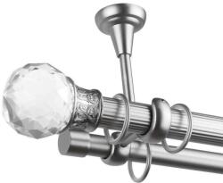  Odeon Dupla Függönyrúd - Fém - Ezüst - 320 cm (ODEON-ZIMTATA-SILVER-02-320)