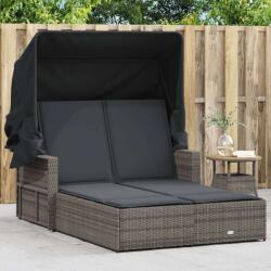 vidaXL Dupla Napozóágy - Polyrattan - Szürke - 110x201cm (365809)