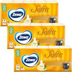 Zewa Softis 4 rétegű Papír zsebkendő - Soft& Sensitive 30x9db