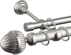  Elegáns Dupla Függönyrúd - Fém, Ezüst - 400 cm (PINECONE - 03-400)