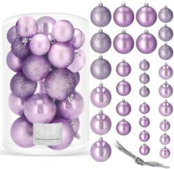 SPRINGOS Karácsonyfadísz Gömbszett - Lila - 30 db - 4, 5, 6 cm (CA0174)