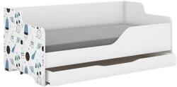  LILU gyerekágy laminált előlappal, 160x80cm, matraccal és ágyneműtartóval - űrhajós
