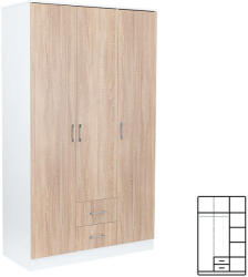 Leziter Miami Gardróbszekrény - 120x205 cm - Sonoma Tölgy/Fehér (LMGSZ120STF) - pepita - 104 890 Ft