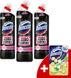 Domestos Zéró Pink WC Vízkőoldó 3x750ml + Ajándék Domestos WC rúd