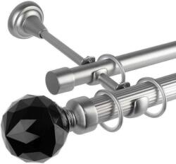 Cristal Noir Dupla Függönyrúd - 400 cm - Krómozott Fém, Fekete Kristály (CRISTAL-NOIR - D02-400)