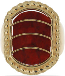 Arannyal Bevont Ezüst Gyűrű - Vörös Szivacs Korall - 27x24mm (Y49396/54)