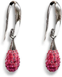 Swarovski - Rózsaszín Kristály Csepp Fülbevaló - Ezüst - 20 mm (glam618)